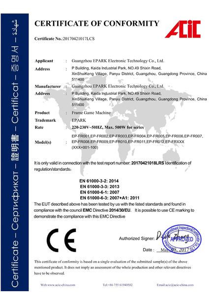 China Guangzhou EPARK Electronic Technology Co., Ltd. Certificaten